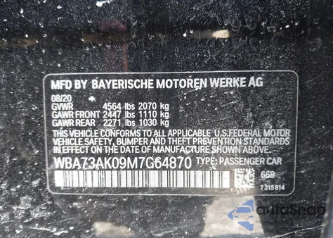 2021 BMW 228I Gran Coupe xDrive from USA, damaged, VIN WBA73AK09M7G64870